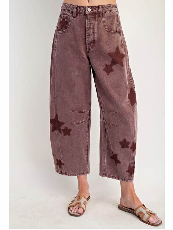 Easel Los Angeles Denim - ⭐️Easel Barrel Faded Star Print Jeans⭐️